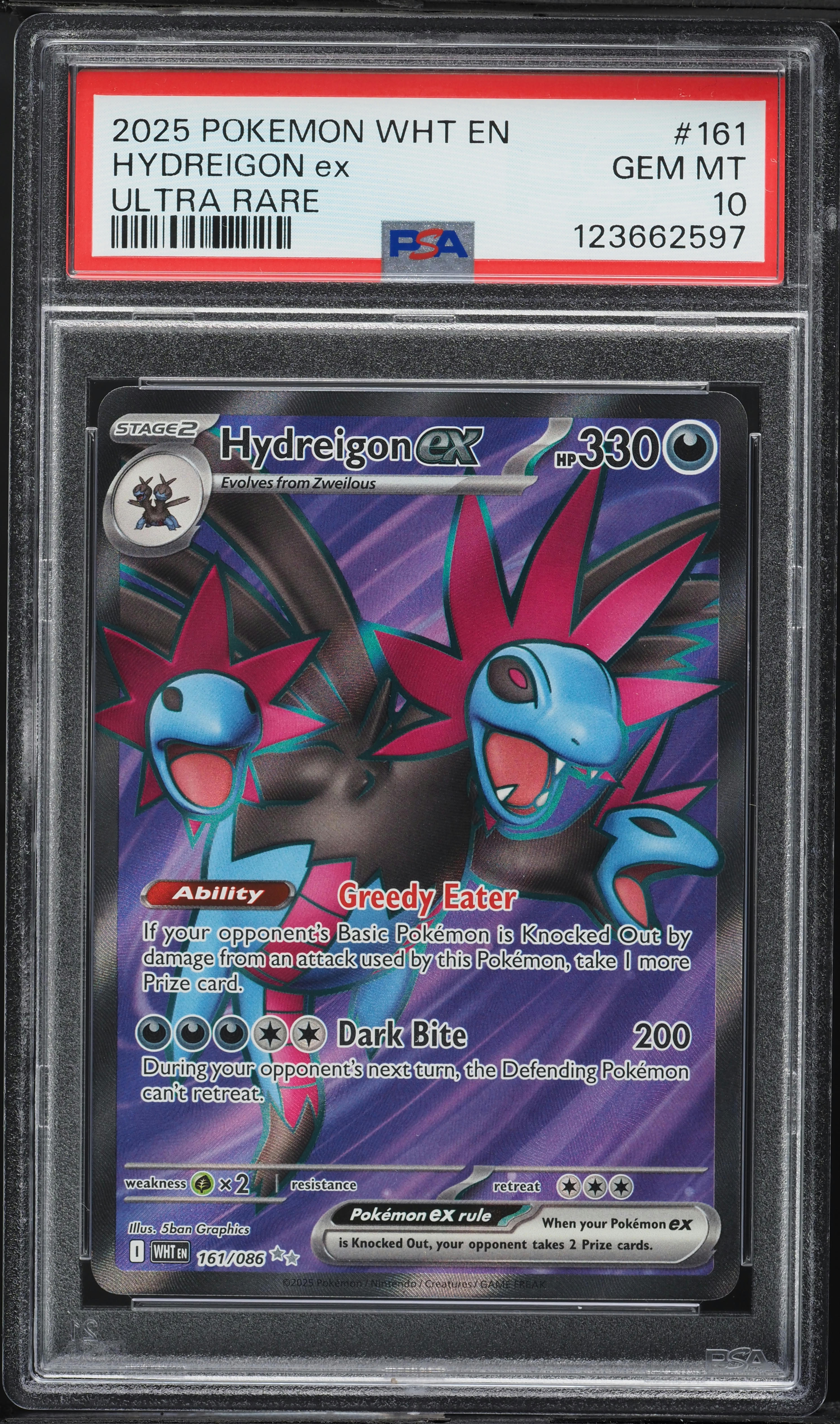 2025 Pokemon Scarlet & Violet White Flare UR Hydreigon Ex #161 PSA