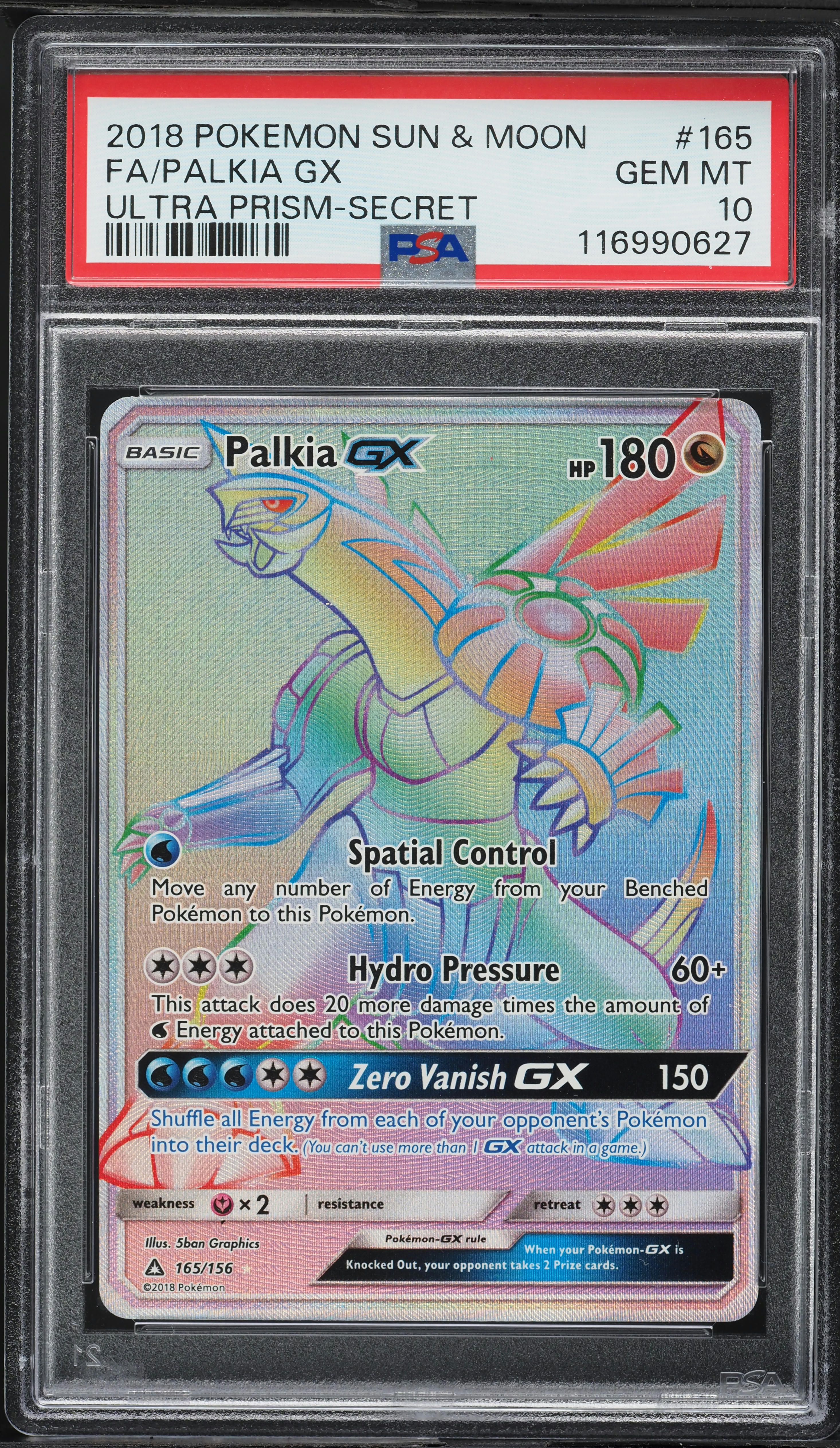 2018 Pokemon Sun & Moon Ultra Prism Rainbow Rare Palkia GX #165