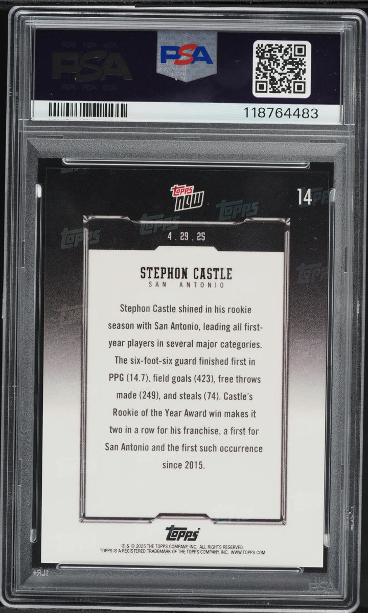 2024 Topps Now Stephon Castle ROOKIE #14 PSA 9 MINT
