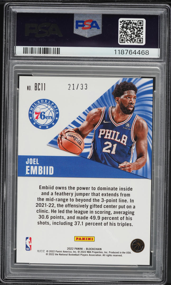 2022 Panini Blockchain Joel Embiid /33 #BC11 PSA 9 MINT on Fanatics Collect