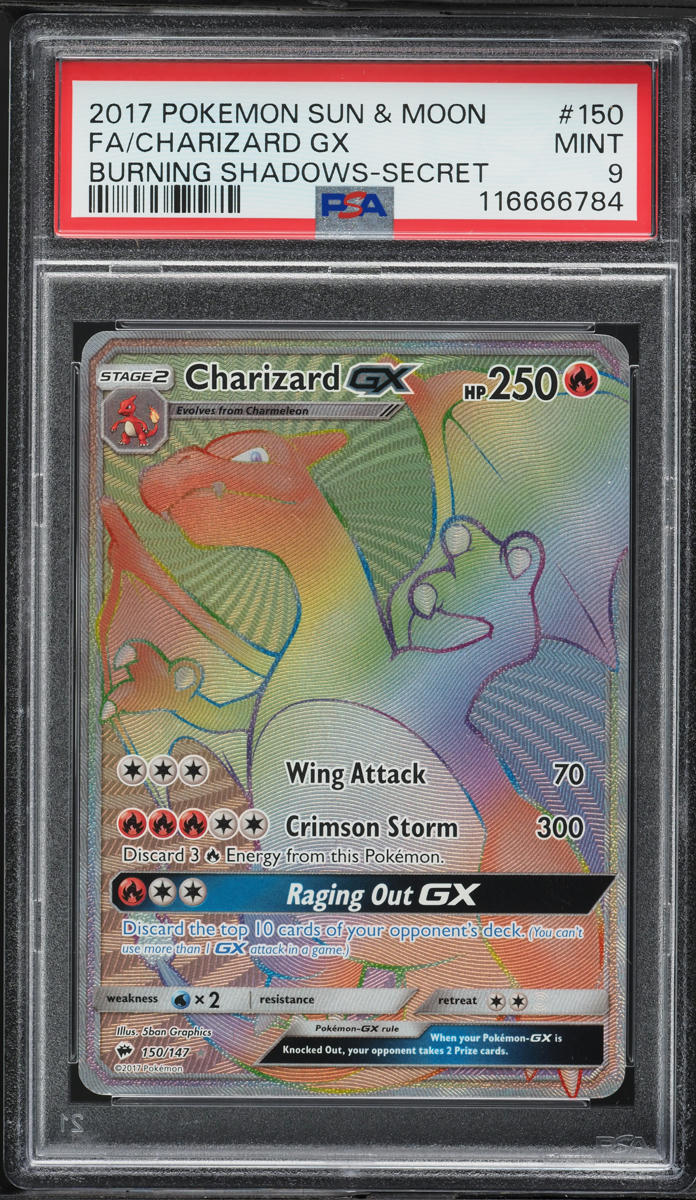 charizard gx rainbow rare card Pokemon Charizard GX Rainbow Stage-2 Gold Metal Card HP250 Pokemon Card  #147 NEW