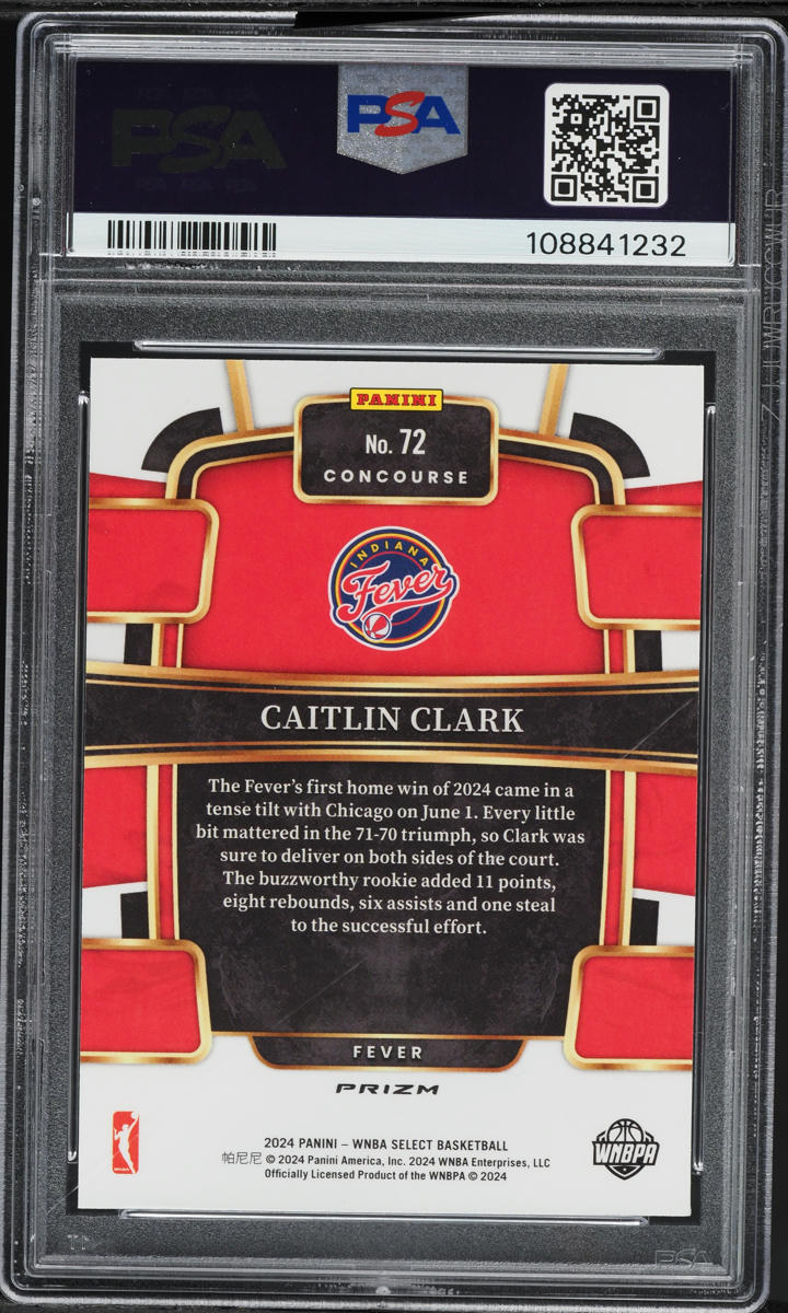 2024 Select Concourse WNBA Silver Prizm Caitlin Clark ROOKIE #72 PSA 10 GEM MINT