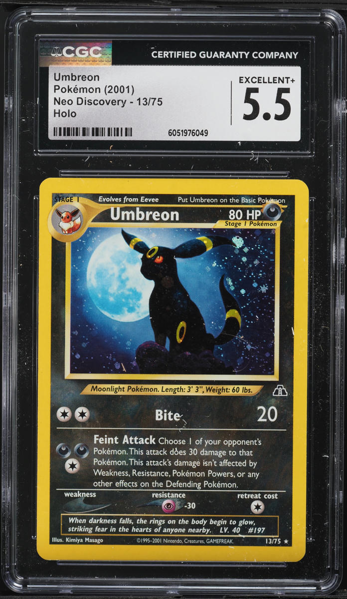2001 Pokemon Neo Discovery Holo Umbreon #13 CGC 5.5 EX+