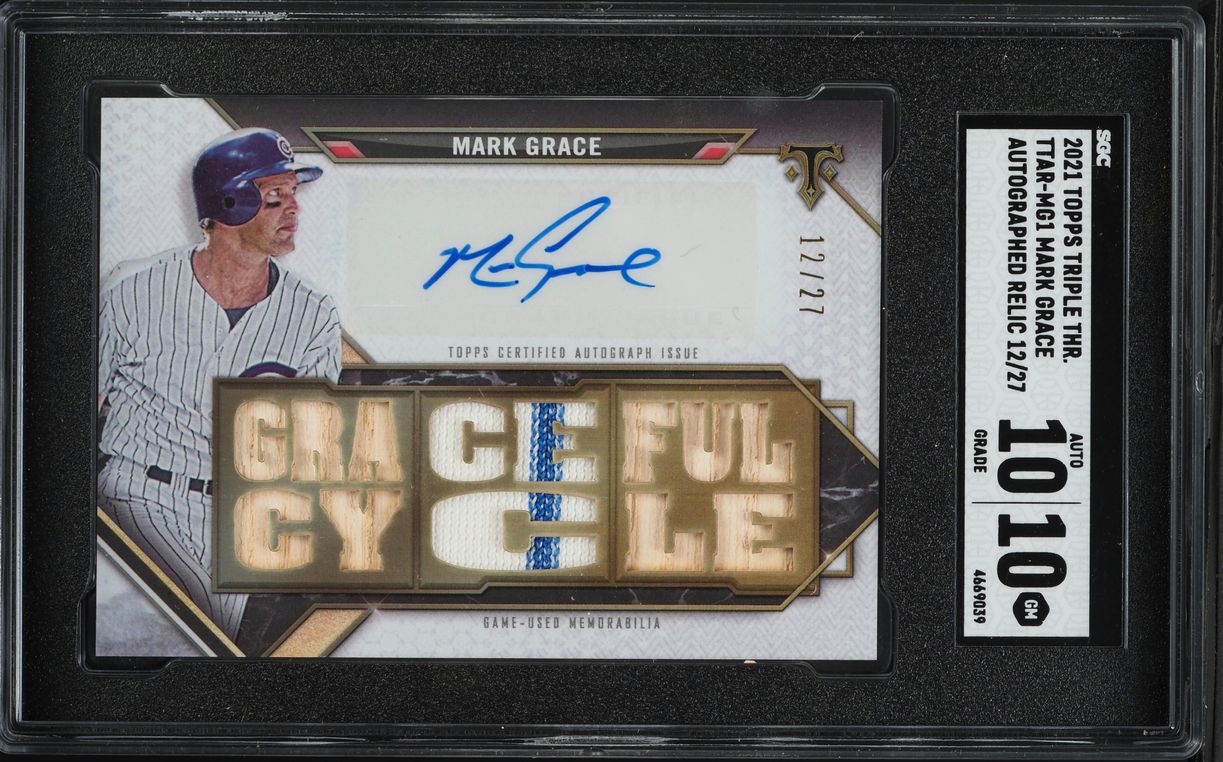 2021 Topps Triple Threads Mark Grace PATCH AUTO /27 #TTAR-MG1 SGC 10 GEM MINT