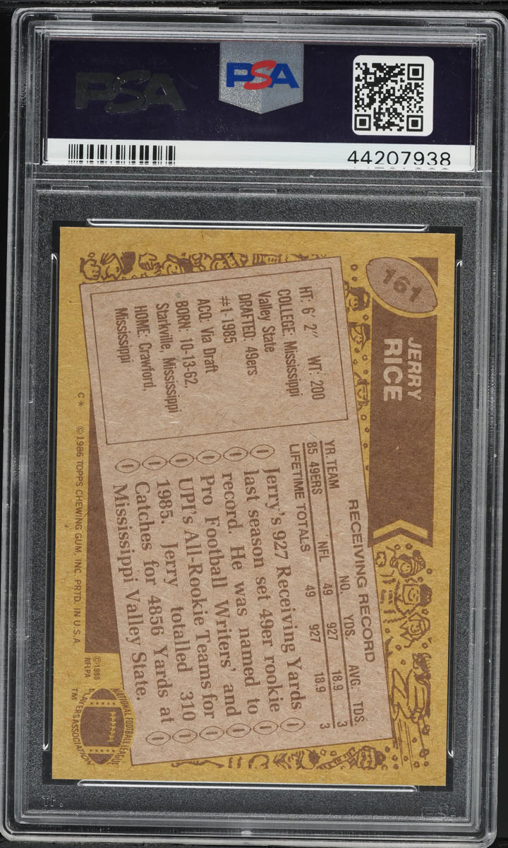 1986 Topps Football Jerry Rice ROOKIE #161 PSA 9 MINT