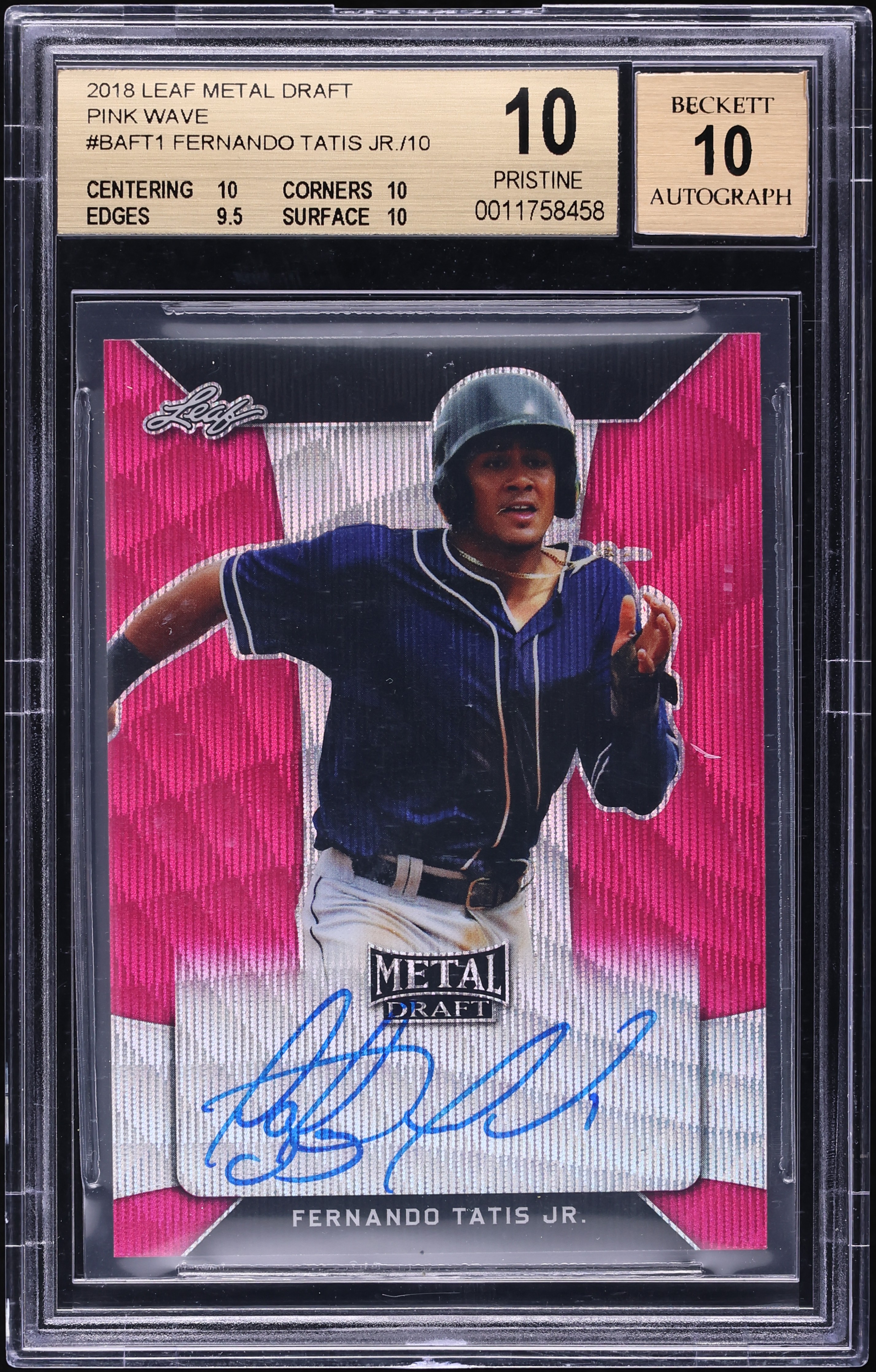 2018 Leaf Metal Draft Pink Wave Fernando Tatis Jr ROOKIE AUTO /10