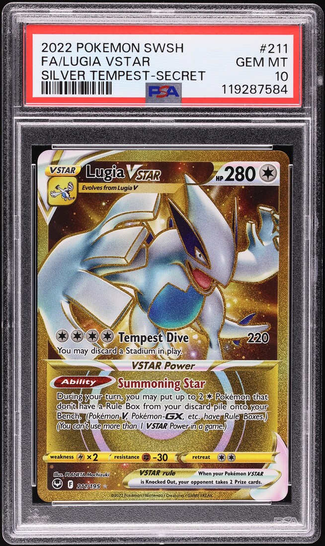 2022 Pokemon SWSH Silver Tempest Gold Rare Lugia VSTAR #211 PSA 10 GEM MINT on Fanatics Collect 2022 Pokemon SWSH Silver Tempest Gold Rare Lugia VSTAR #211 PSA 10 GEM MINT on Fanatics Collect
