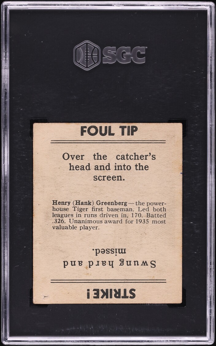 1936 Goudey Hank Greenberg SGC 1 PR
