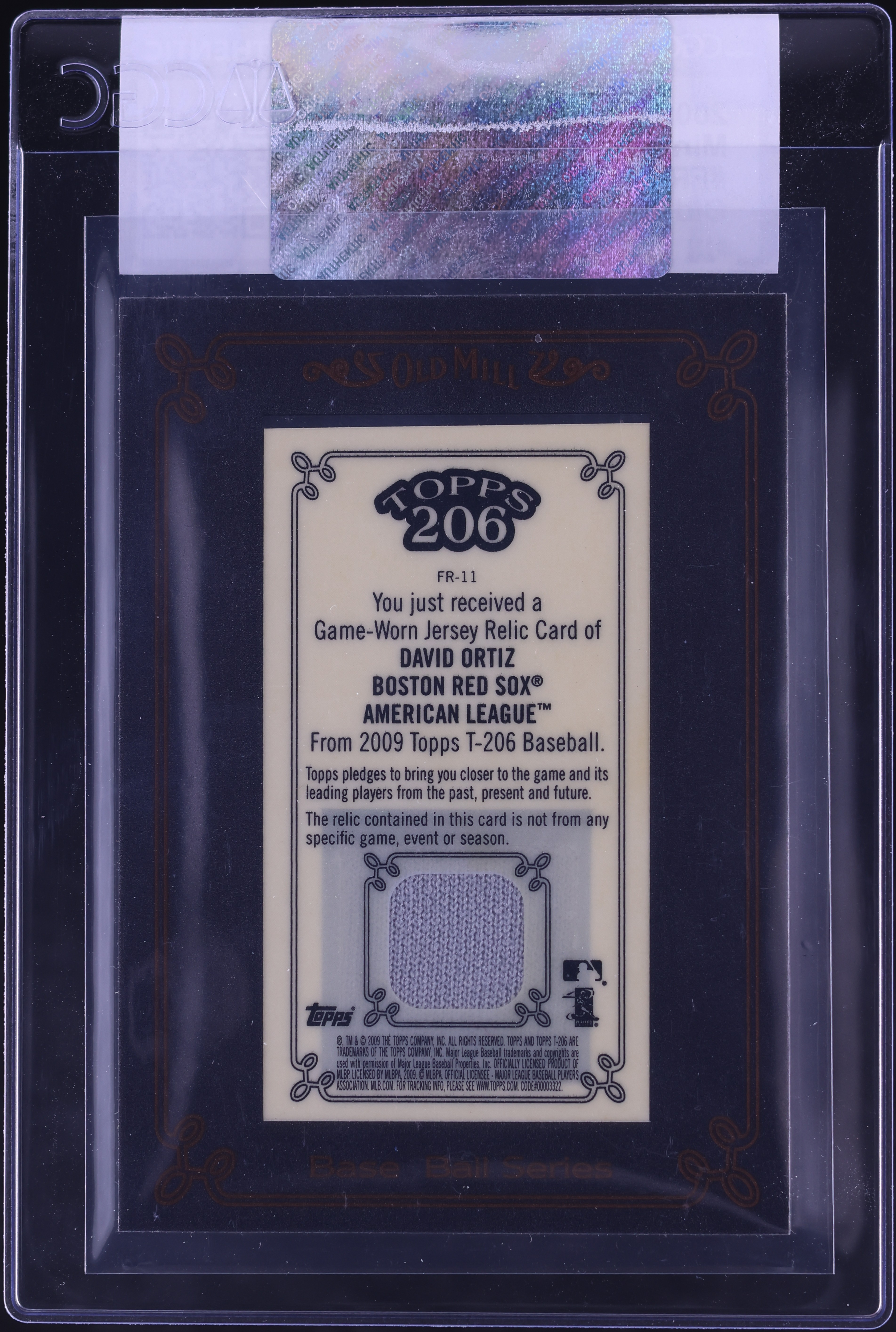 2009 Topps 206 Mini Framed Relics Old Mill David Ortiz PATCH #FR