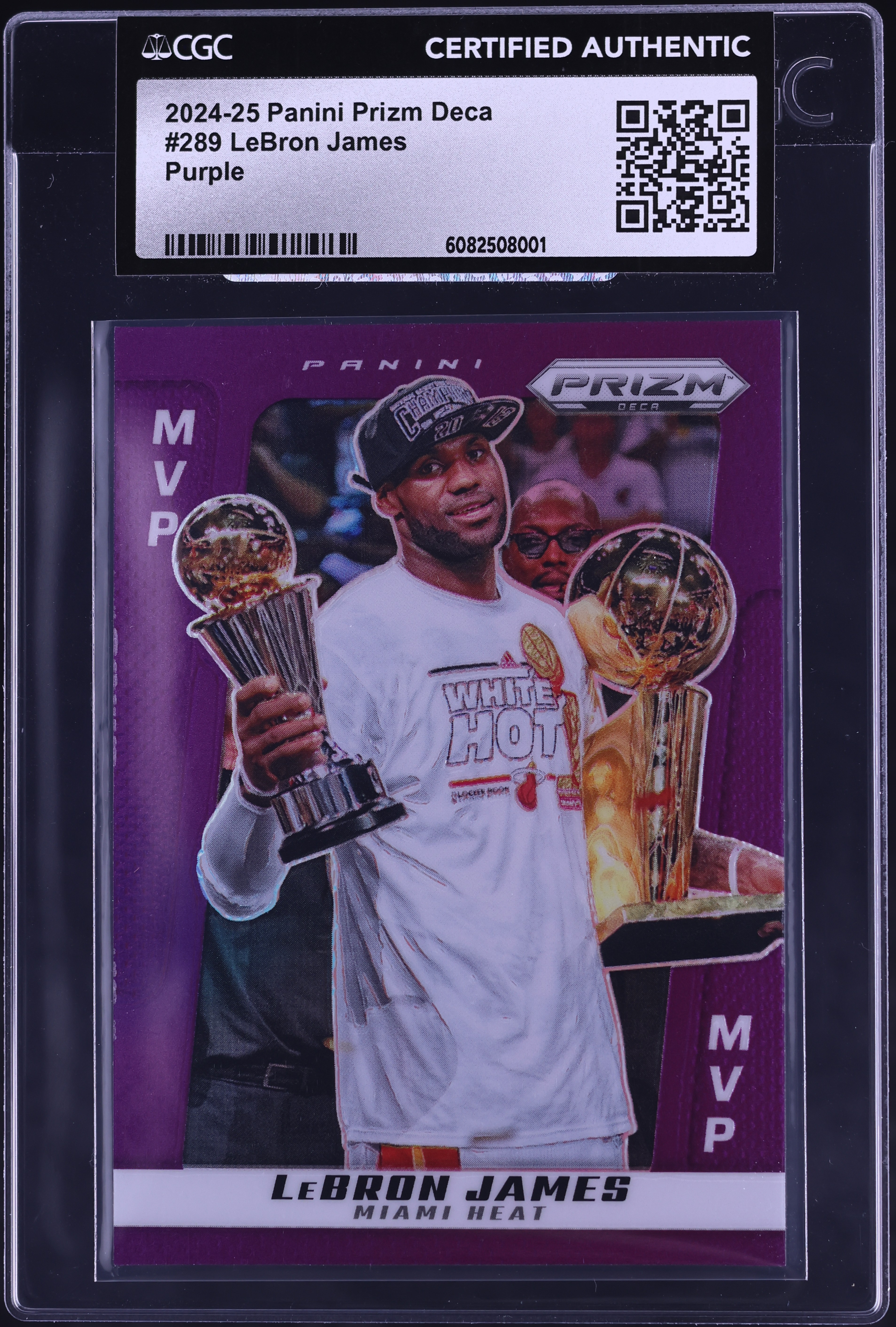 2024 Panini Prizm Deca Purple LeBron James /99 #289 CGC AUTH on