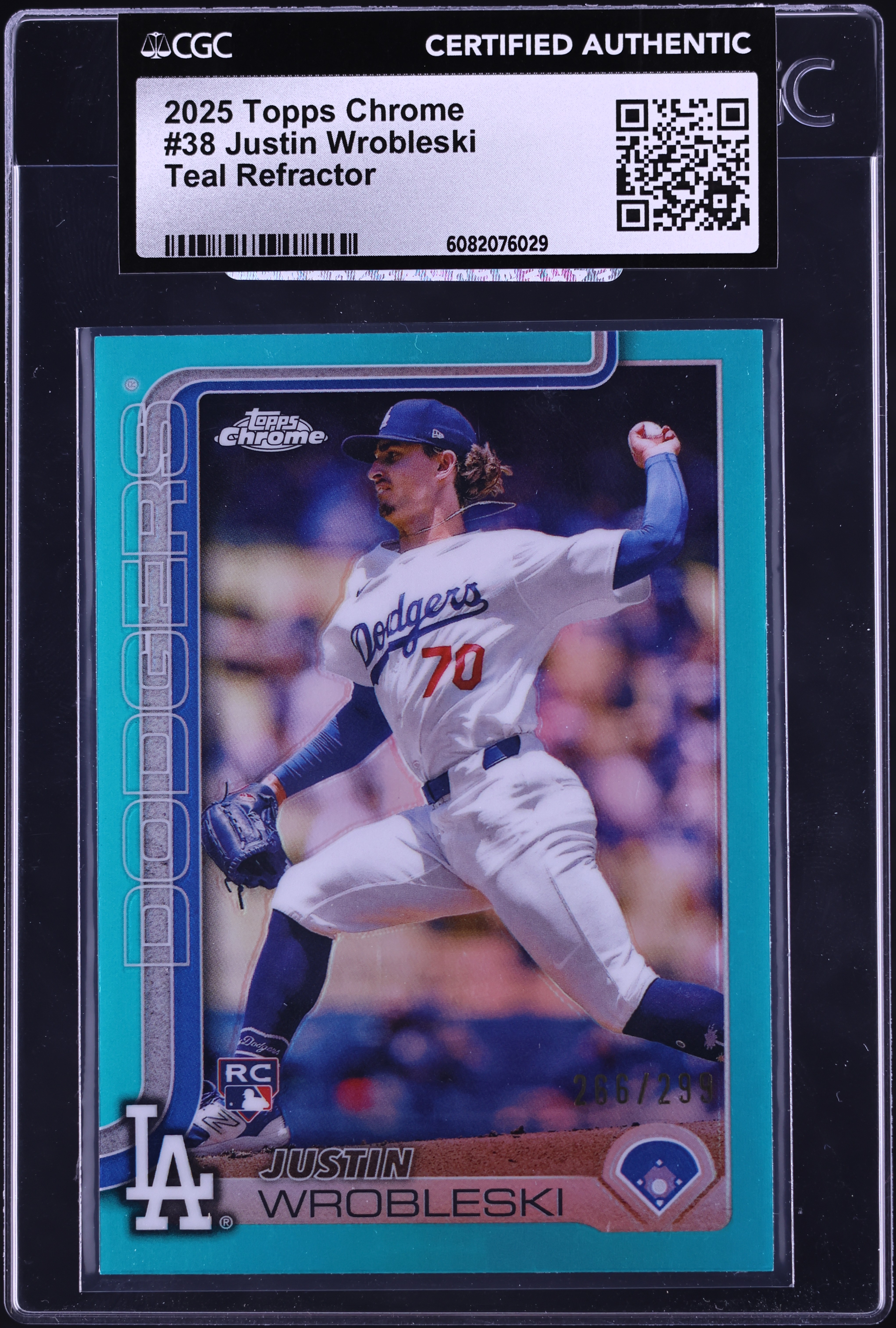 2025 Topps Chrome Teal Refractor Justin Wrobleski ROOKIE /299 #38