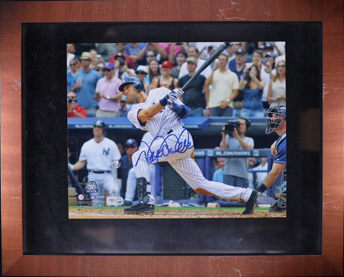 Derek Jeter Signed Autographed Framed 8"x10" Photograph - Steiner AUTH