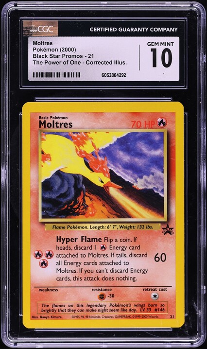 2000 Pokemon Black Star Promo Moltres #21 CGC 10 GEM MNT