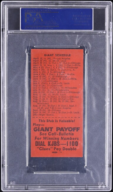 1958 San Francisco Call Bulletin Giants Willie Mays PSA 8 NM-MT