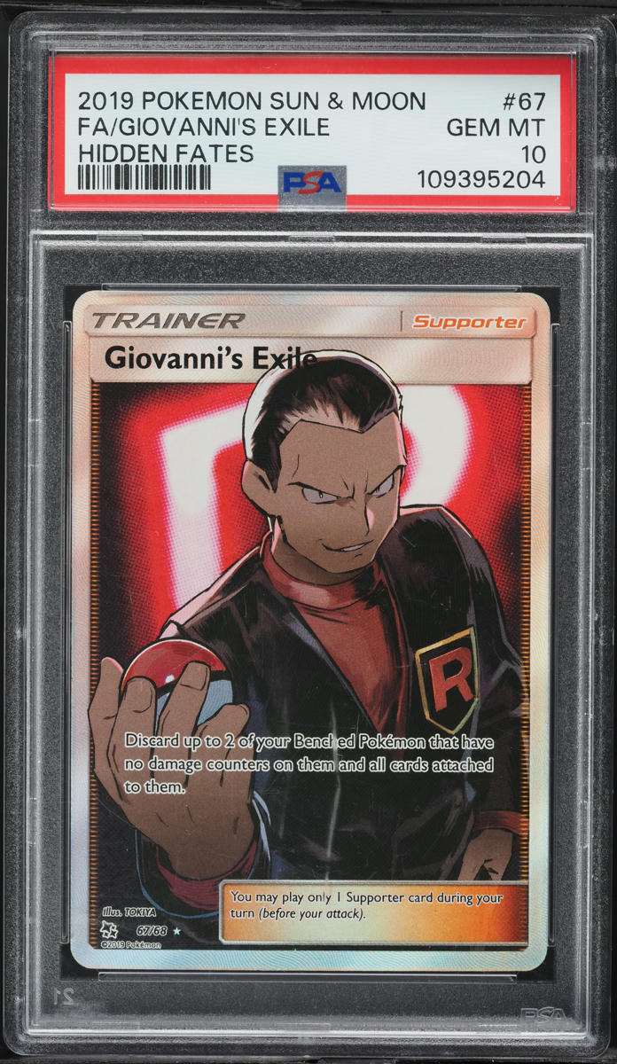 2019 Pokemon Sun & Moon Hidden Fates Full Art Giovanni's Exile #67 PSA 10 GEM