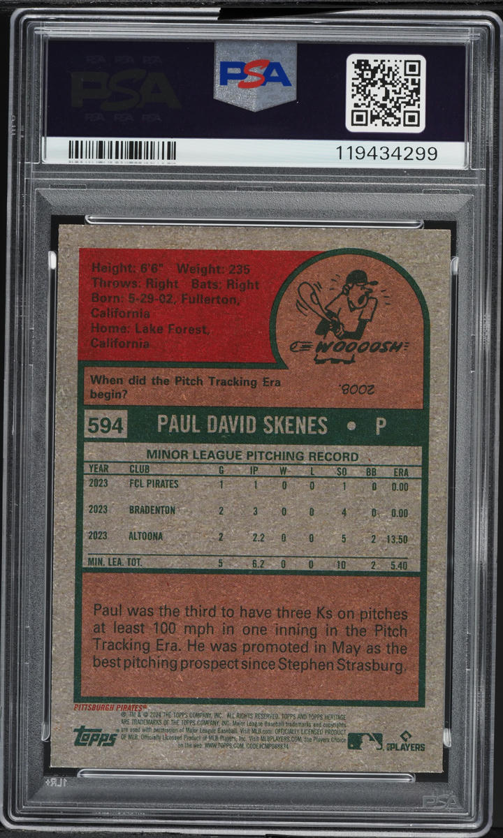 2024 Topps Heritage Paul Skenes ROOKIE #594 PSA 10 GEM MINT