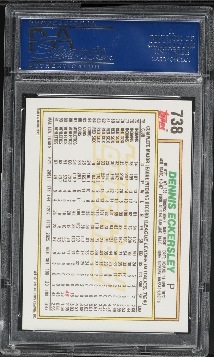 1992 Topps Gold Dennis Eckersley #738 PSA 10 GEM MINT