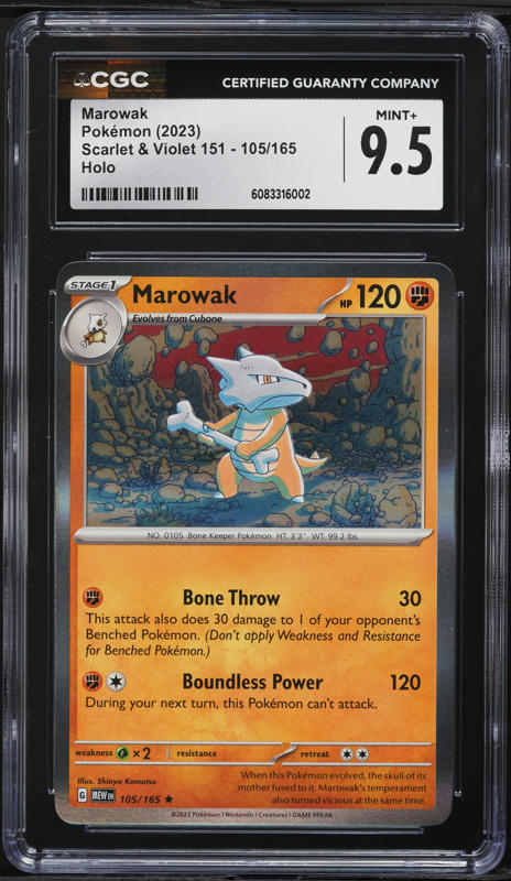 marowak pokemon card 1995 2008 Japanese Cry From The Mysterious 1st Edition CGC 10 GEM MINT on Fanatics Collect Ability Battle Armor This Pokemon takes 30 less damage from attacks (after applying Weakness and Resistance) Pokemon Card Japanese Marowak No.