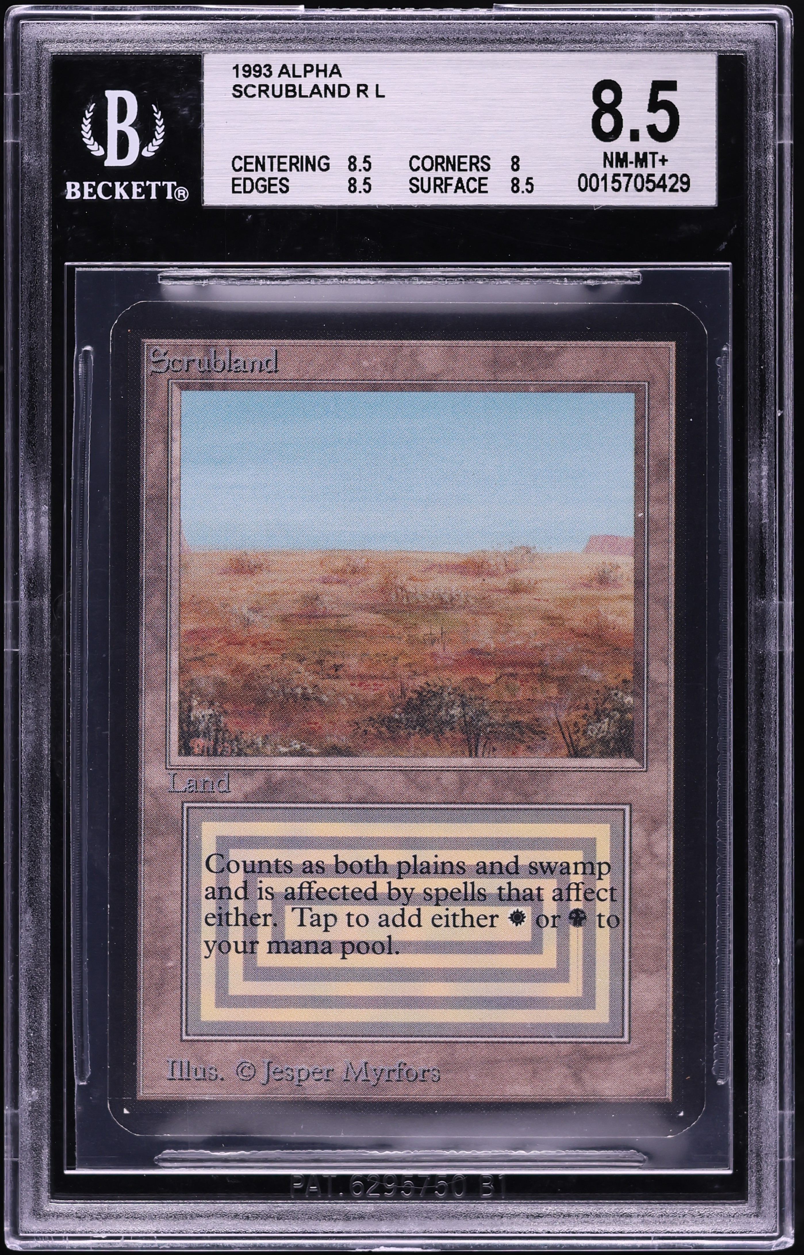 1993 Magic The Gathering MTG Alpha Dual Land Scrubland BGS 8.5 NM