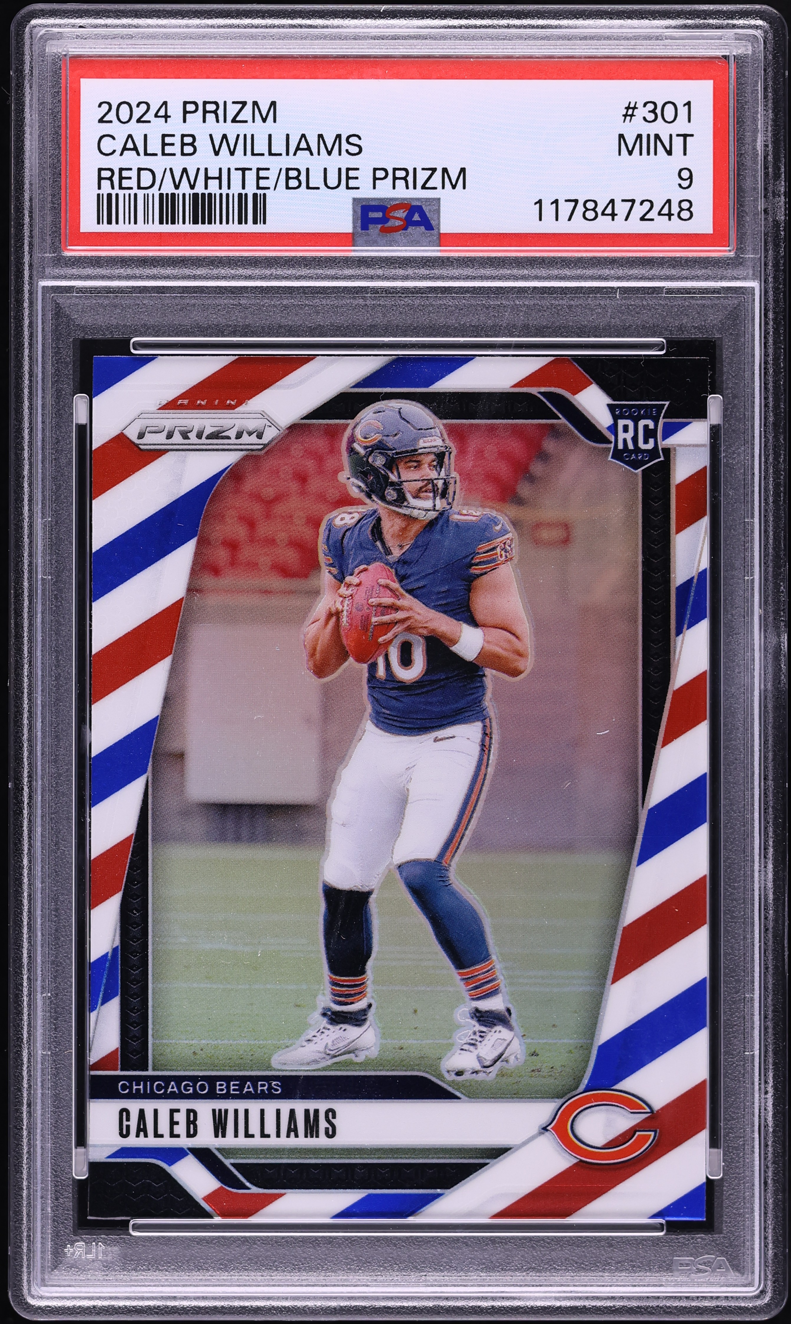 2024 Panini Prizm Red White Blue Caleb Williams ROOKIE #301 PSA 9
