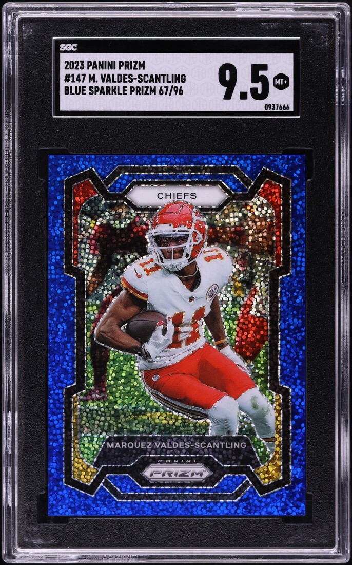2023 Panini Prizm Blue Sparkle Marquez Valdes-Scantling /96 #147 SGC 9.5 MINT+
