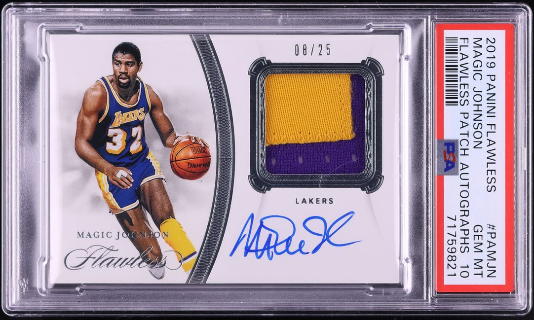 2019 Panini Flawless Magic Johnson PATCH AUTO /25 #PAMJN PSA 10