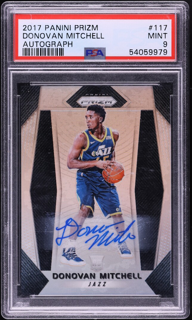 2017 Panini Prizm Silver Donovan Mitchell ROOKIE AUTO #117 PSA 9 MINT