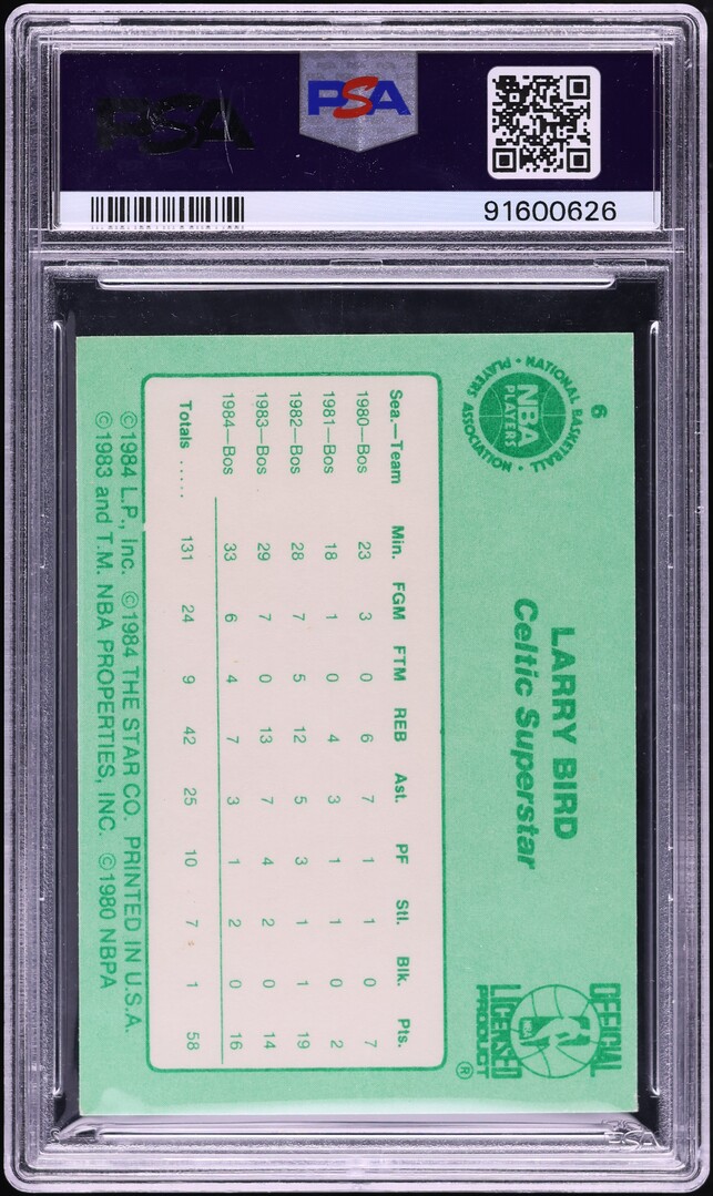 1984 Star Basketball Larry Bird AUTO DNA 10 #6 PSA AUTH