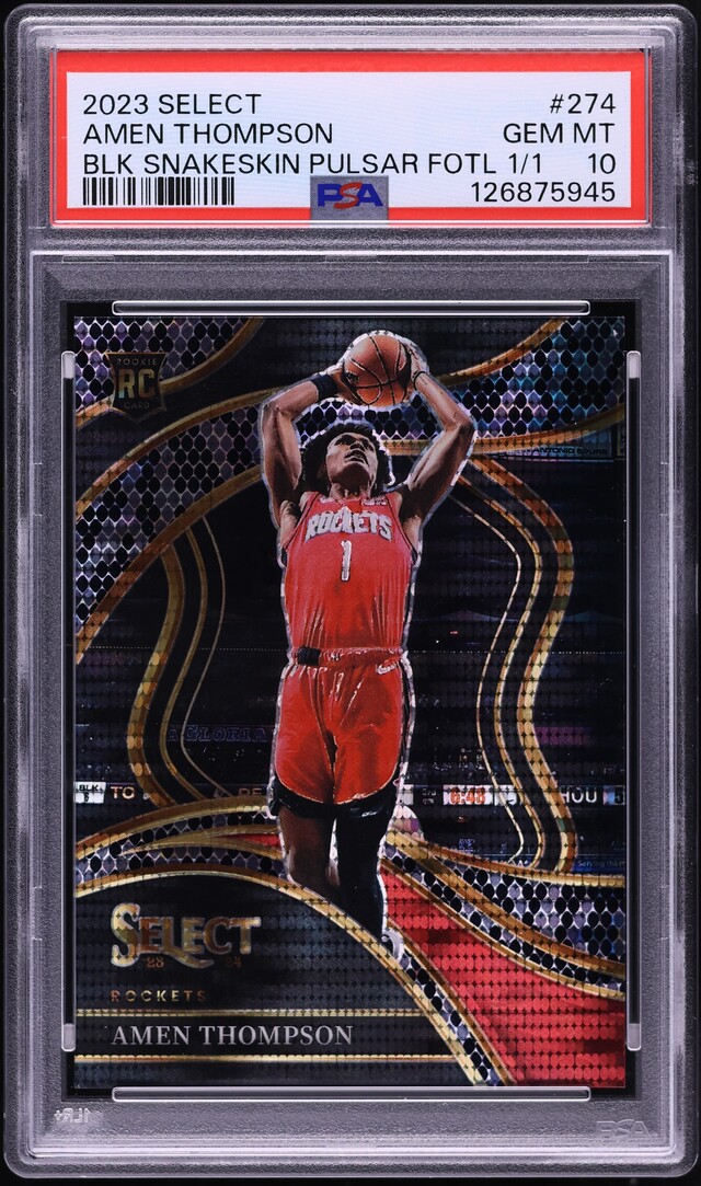 2023 Select Courtside Black Snakeskin FOTL Amen Thompson ROOKIE 1/1 PSA 10 GEM
