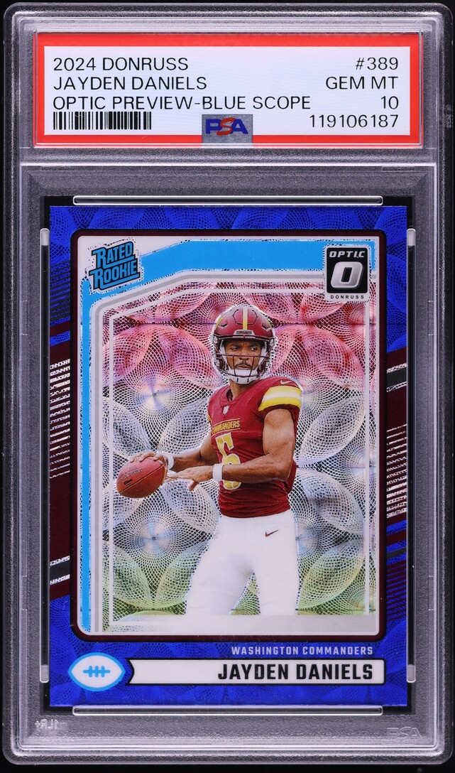 2024 Donruss Optic Preview Blue Scope Jayden Daniels ROOKIE #389 PSA 10 GEM MINT
