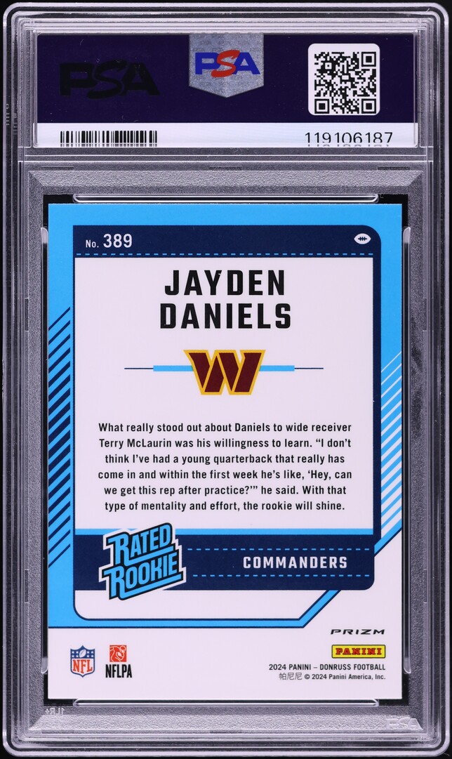 2024 Donruss Optic Preview Blue Scope Jayden Daniels ROOKIE #389 PSA 10 GEM MINT