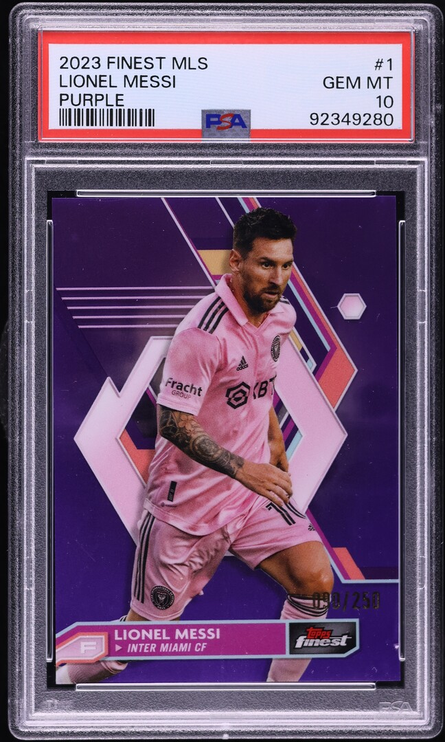 2023 Finest MLS Purple Refractor Lionel Messi /250 #1 PSA 10 GEM MINT