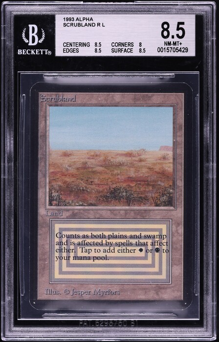 1993 Magic The Gathering MTG Alpha Dual Land Scrubland BGS 8.5 NM