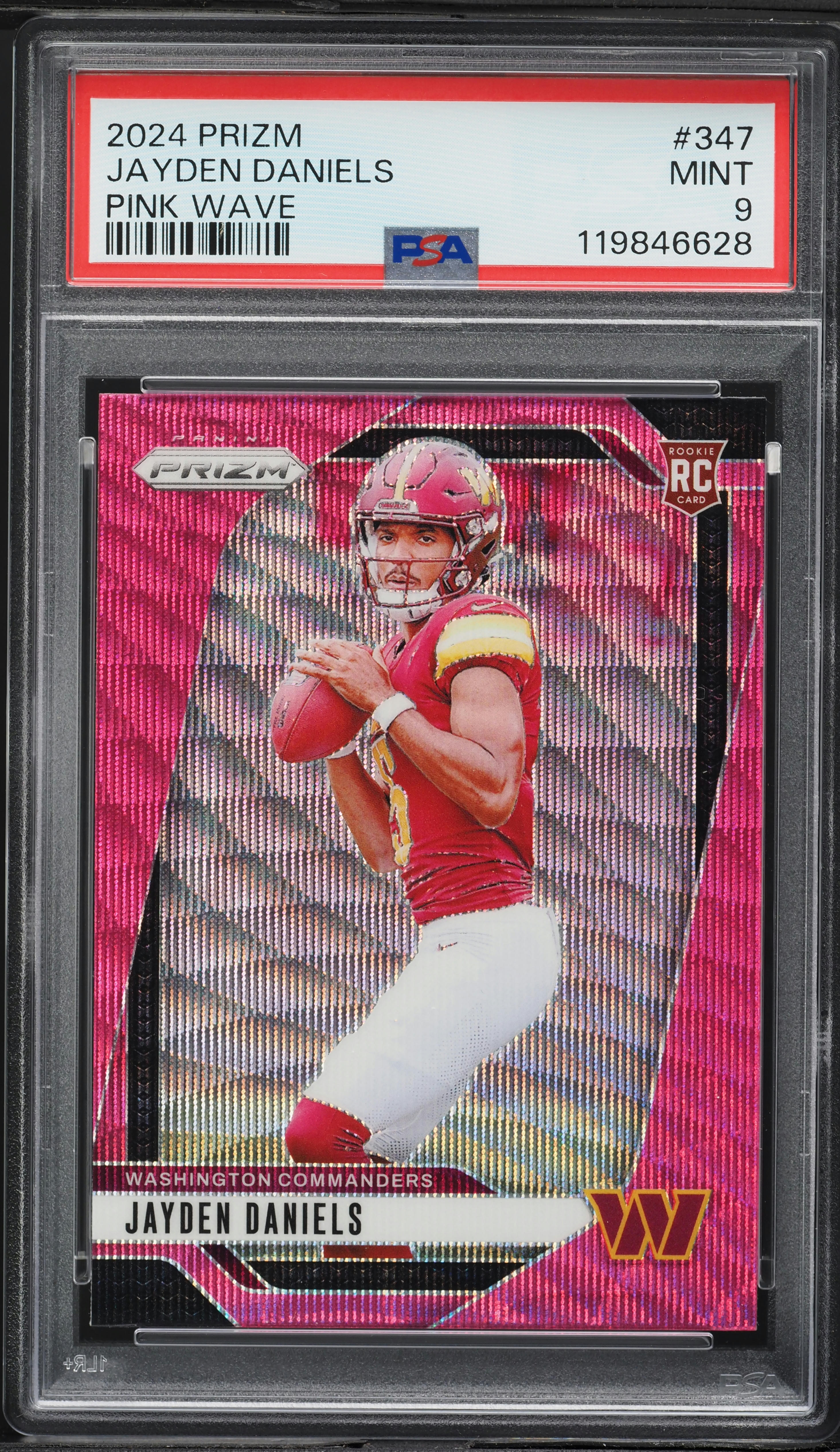 2024 PANINI PRIZM #347 JAYDEN DANIELS PINK PSA MINT 9