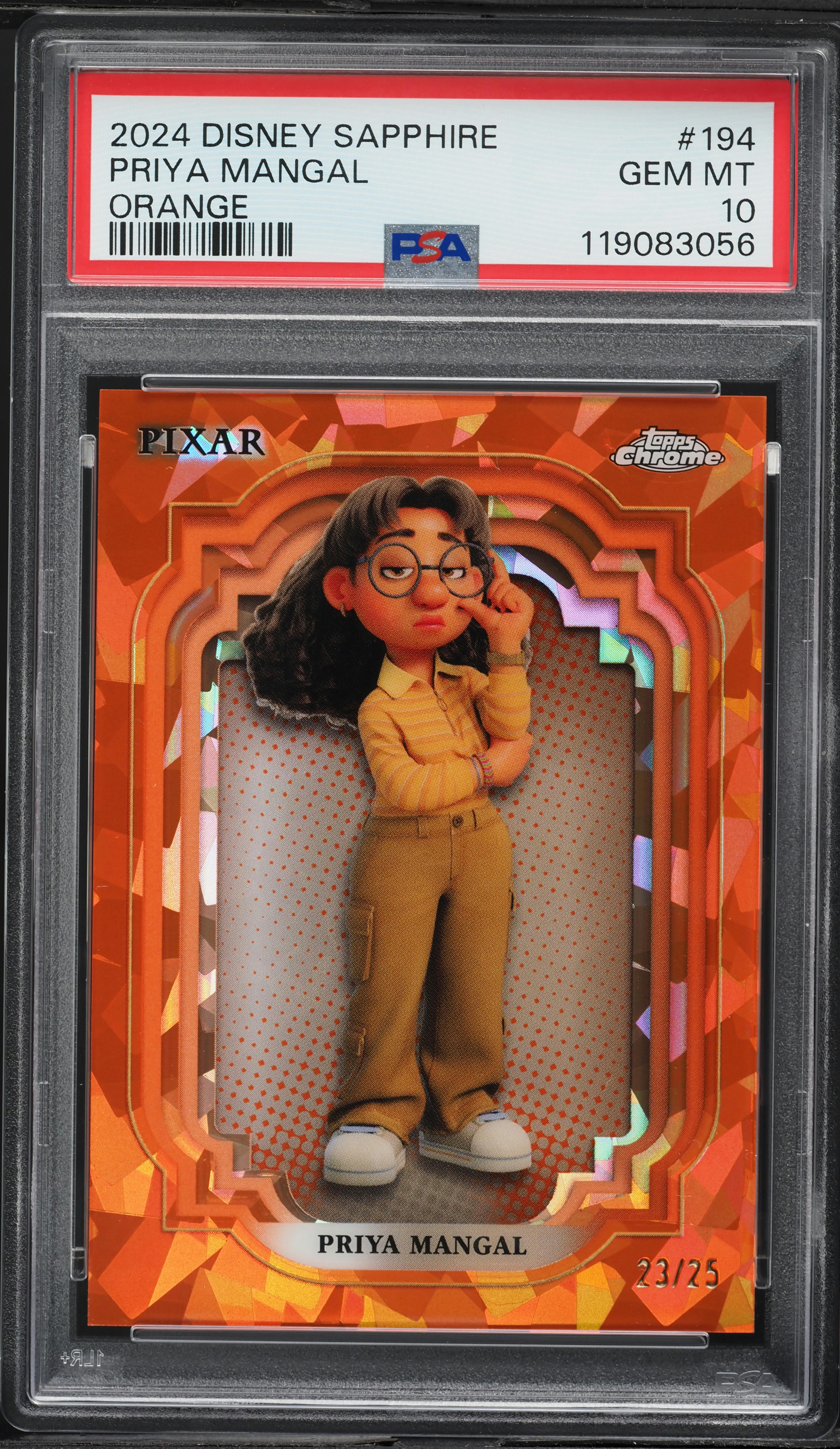 2024 Topps Chrome Disney Sapphire Orange Priya Mangal /25 #194 PSA