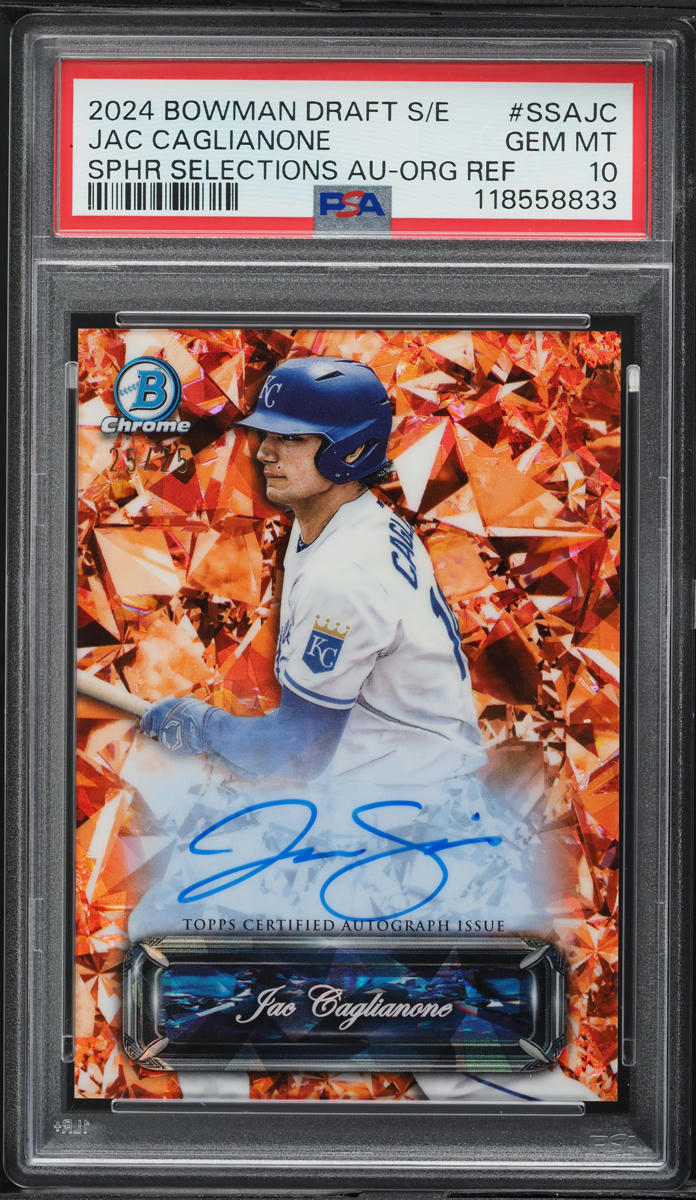 2024 Bowman Draft Sapphire Orange Jac Caglianone PROSPECT AUTO 25/25 PSA 10
