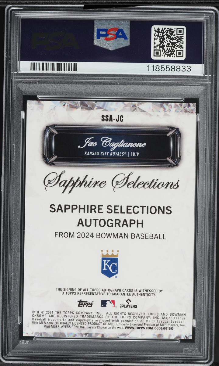 2024 Bowman Draft Sapphire Orange Jac Caglianone PROSPECT AUTO 25/25 PSA 10