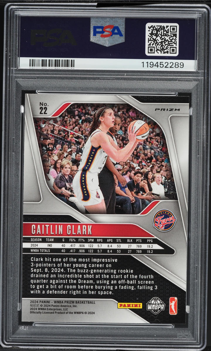2024 Panini Prizm WNBA Blue Velocity Caitlin Clark ROOKIE #22 PSA 10 GEM MINT
