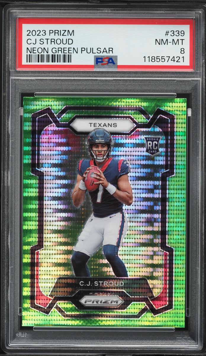 2023 Panini Prizm Neon Green Pulsar C.J. Stroud ROOKIE #339 PSA 8 NM-MT