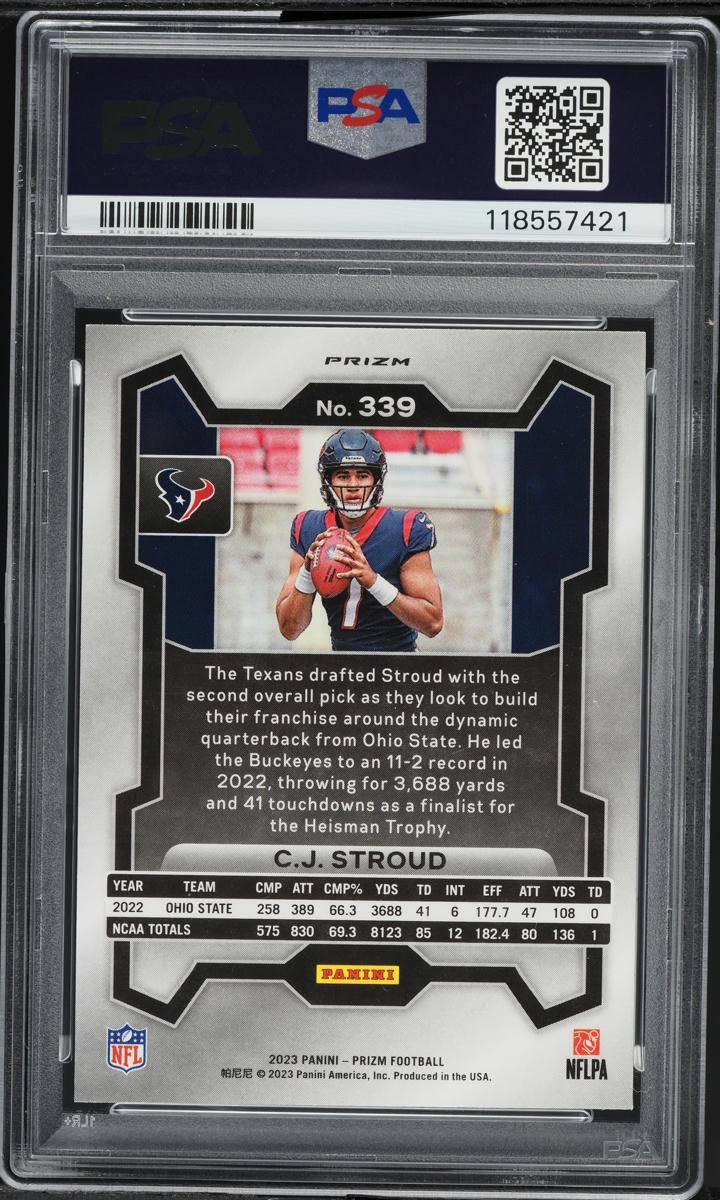2023 Panini Prizm Neon Green Pulsar C.J. Stroud ROOKIE #339 PSA 8 NM-MT