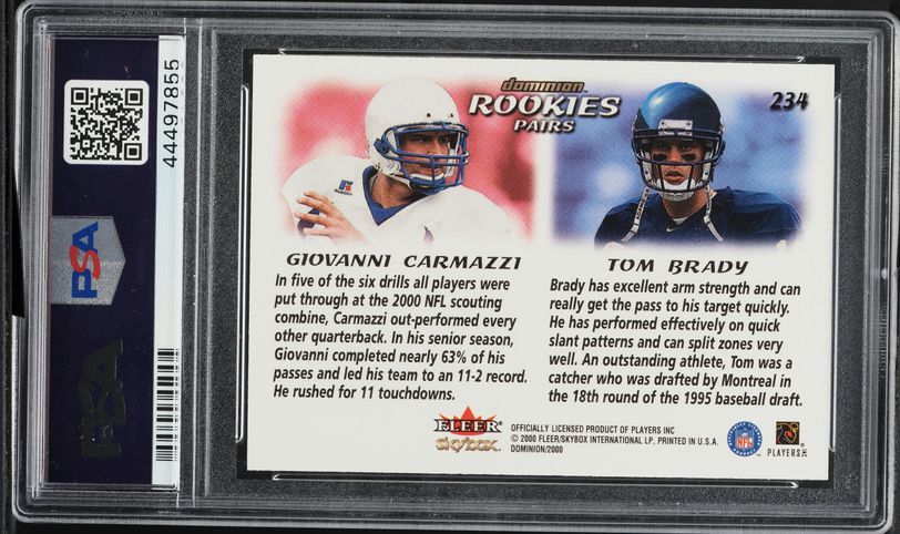2000 Skybox Dominion Giovanni Carmazzi Tom Brady ROOKIE #234 PSA 9