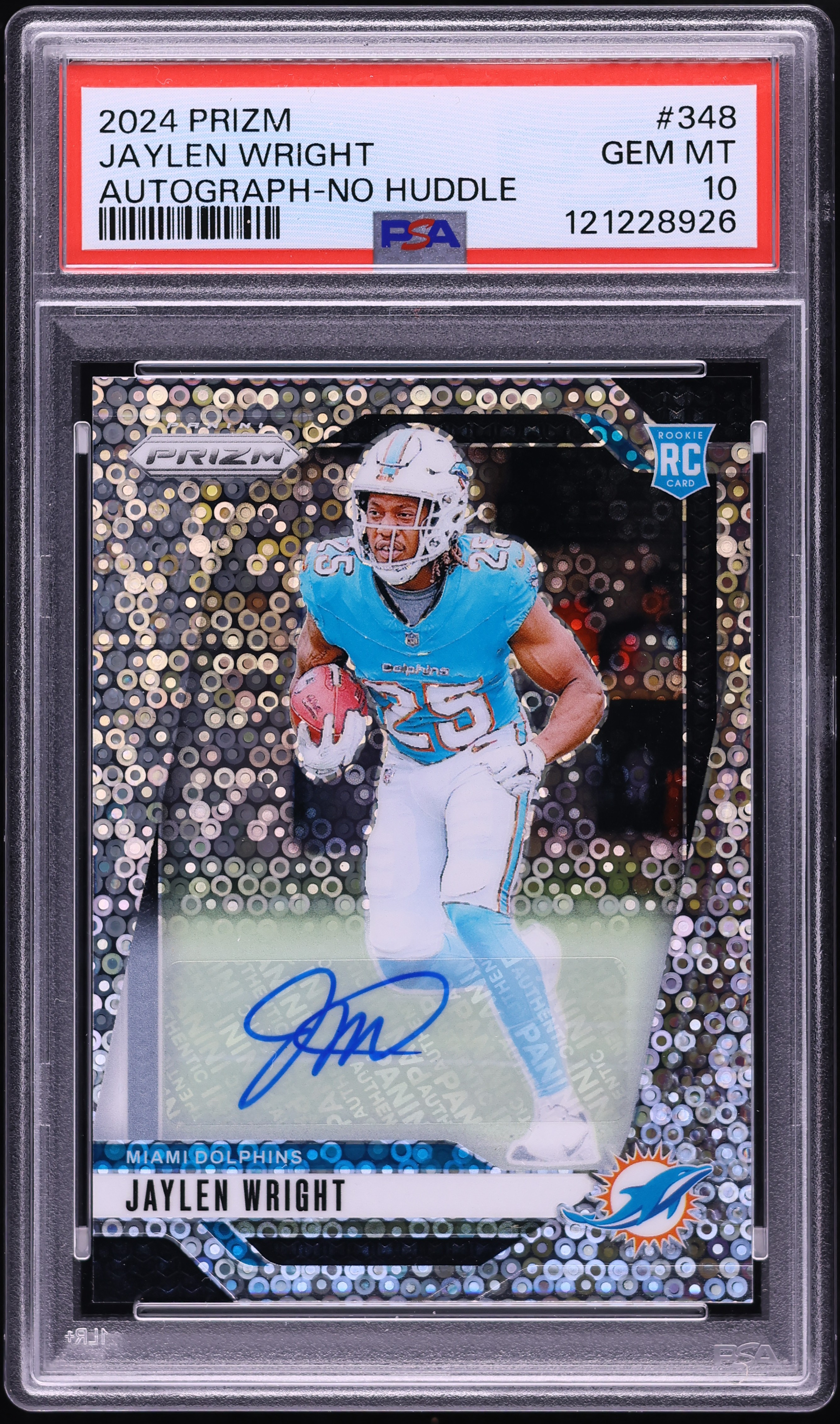 2024 Panini Prizm No Huddle Jaylen Wright ROOKIE AUTO #348 PSA 10