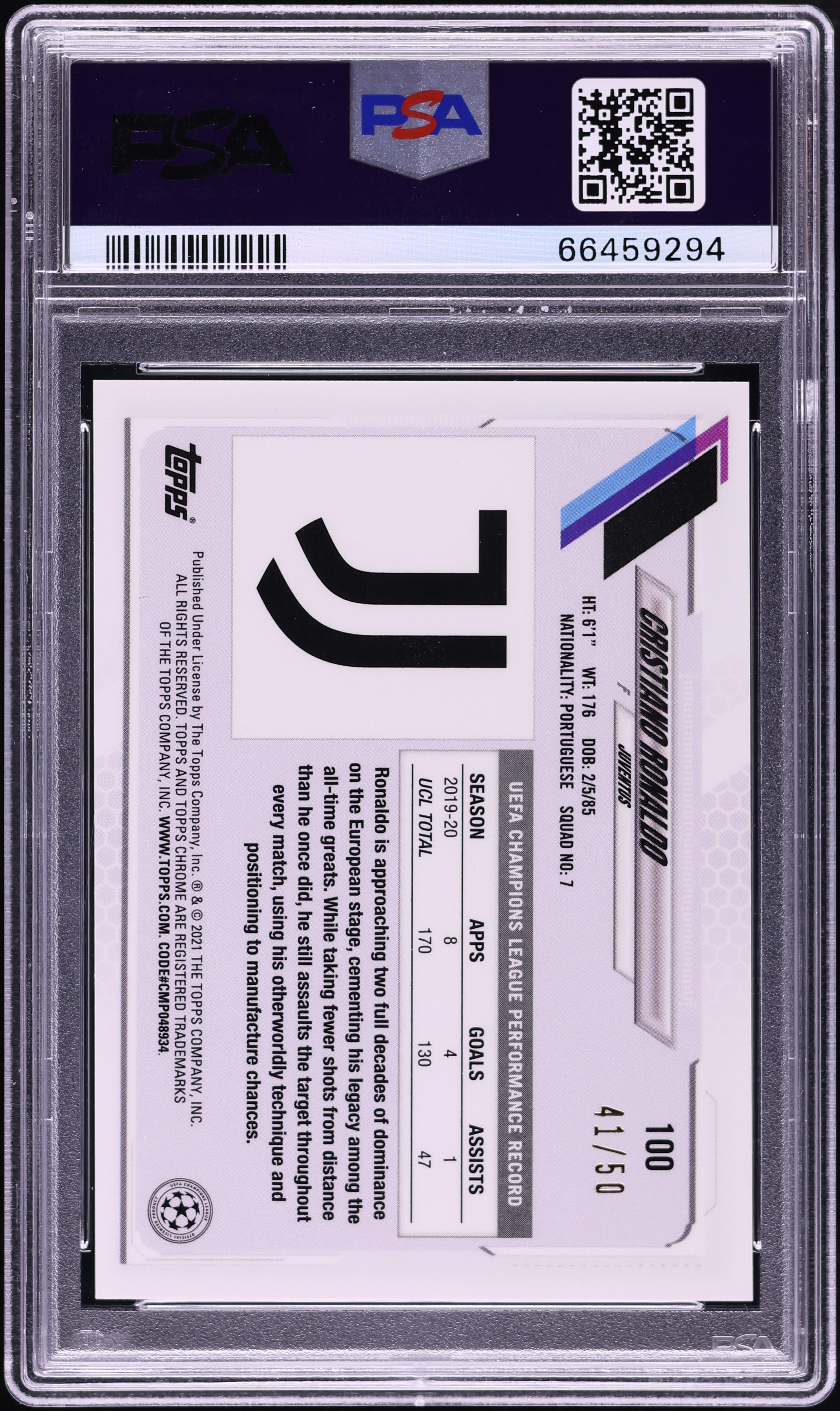 2020 Topps Chrome X Steve Aoki UEFA Gold Cristiano Ronaldo /50