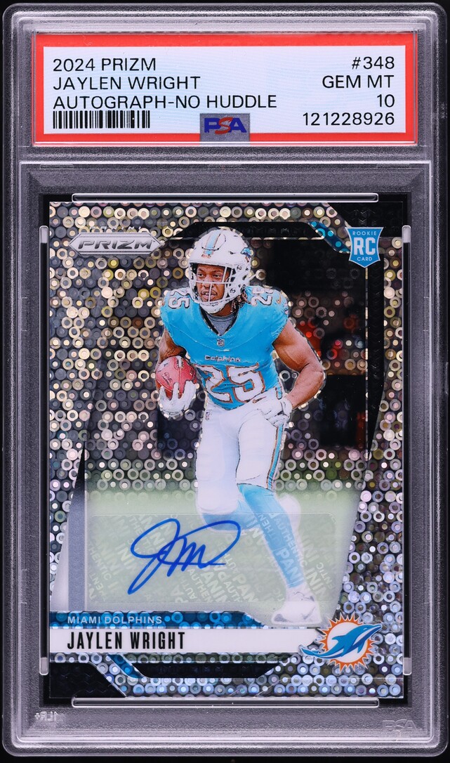 2024 Panini Prizm No Huddle Jaylen Wright ROOKIE AUTO #348 PSA 10