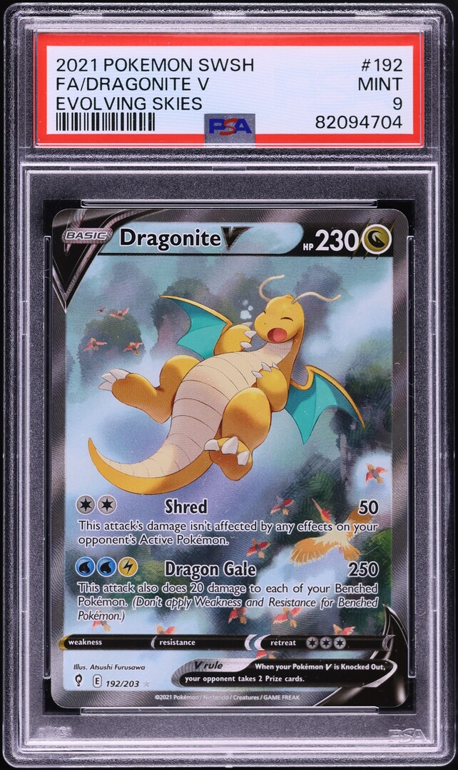 2021 Pokemon Sword & Shield Evolving Skies Full Art Dragonite V #192 PSA 9 MINT on Fanatics Collect 2021 Pokemon Sword & Shield Evolving Skies Full Art Dragonite V #192 PSA 9 MINT on Fanatics Collect