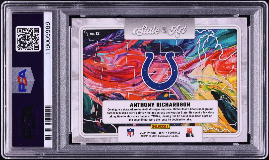 2024 Panini Zenith State Of The Art Anthony Richardson #12 PSA 10 GEM MINT