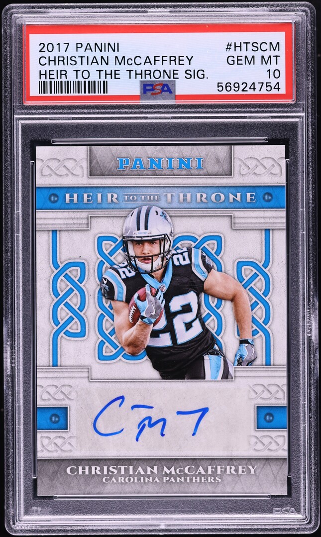 2017 Panini Heir To The Throne Christian McCaffrey ROOKIE AUTO #HTS-CM PSA 10