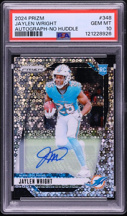 2024 Panini Prizm No Huddle Jaylen Wright ROOKIE AUTO #348 PSA 10