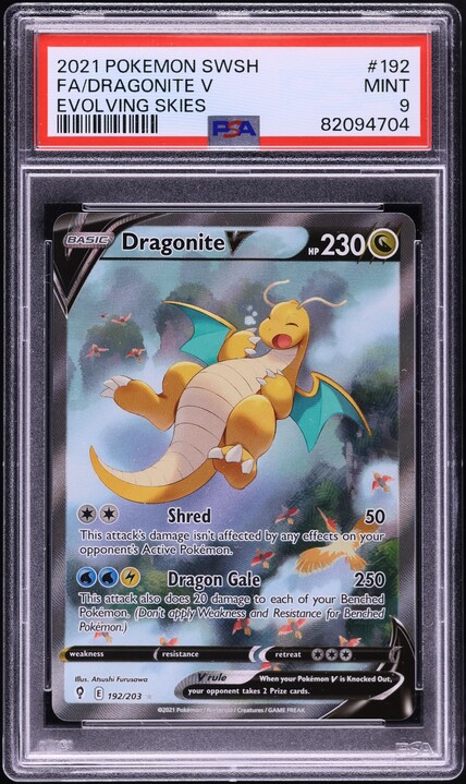 2021 Pokemon Sword & Shield Evolving Skies Full Art Dragonite V #192 PSA 9  MINT on Fanatics Collect