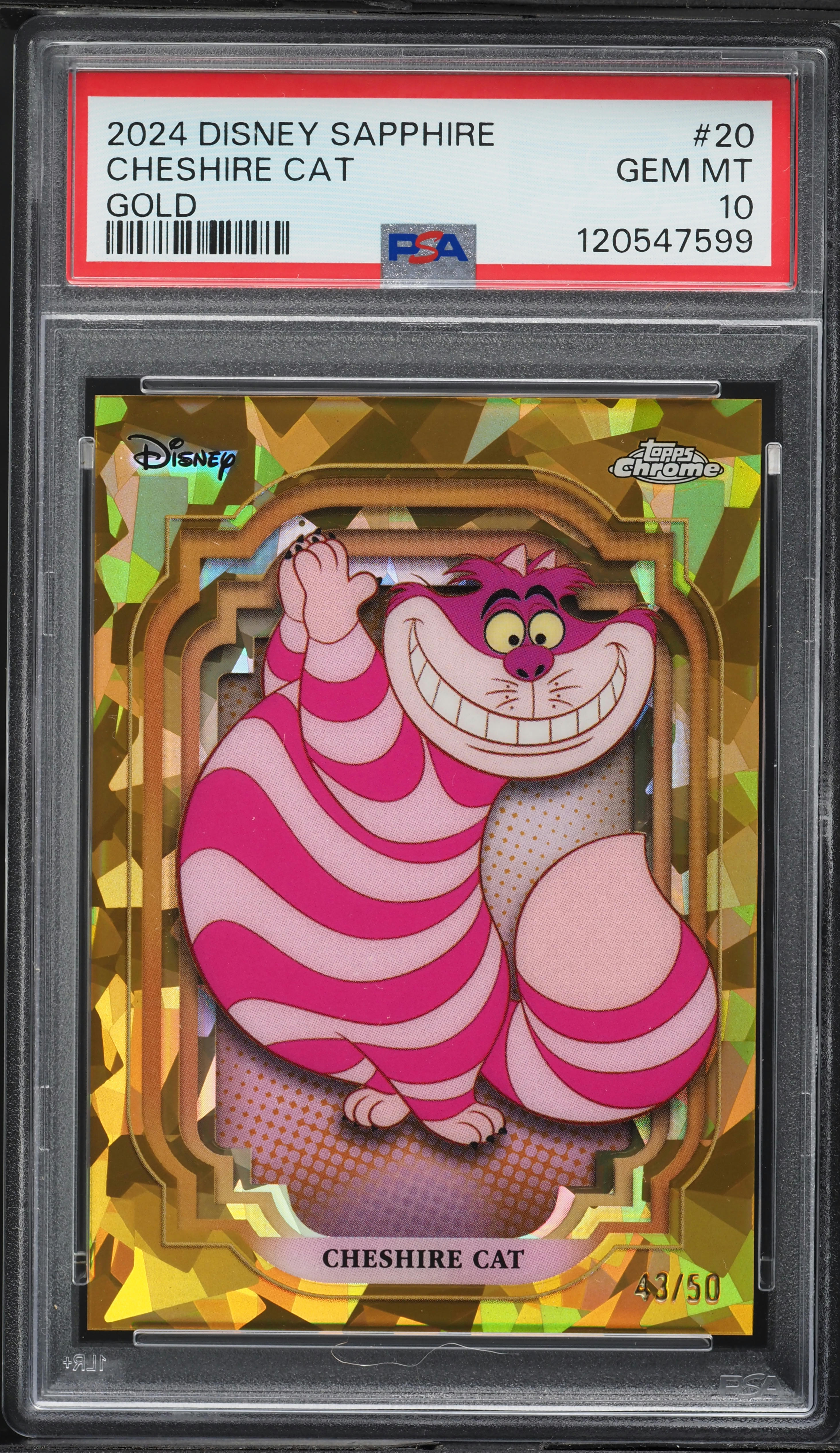 2024 Topps Chrome Disney Sapphire Edition Gold Cheshire Cat /50